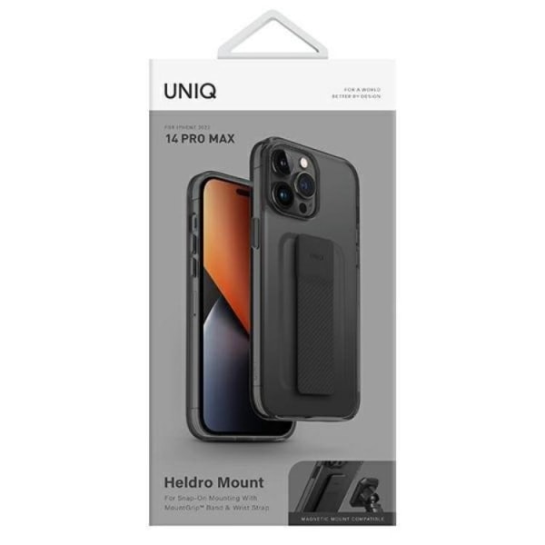 UNIQ iPhone 14 Pro -kotelo Heldro Mount - Harmaa/Vapor Smoke