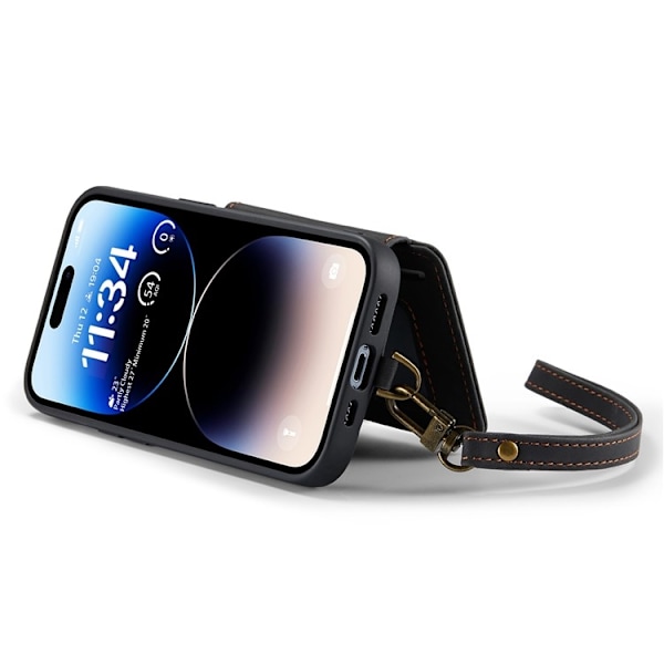 CASEME iPhone 14 Pro Max Plånboksfodral C20 Zipper Kickstand - Svart Svart