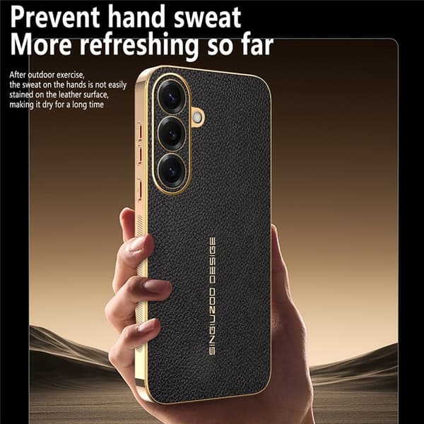 Mobilskal till Galaxy S26 Plus Litchi Texture Anti Scratch Svart