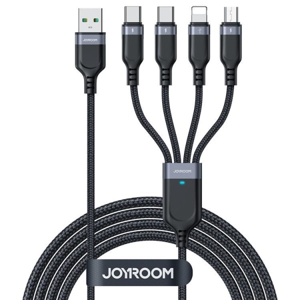 Joyroom 4in1 USB-A till USB-C, Lightning, microUSB kabel 1.2m Svart
