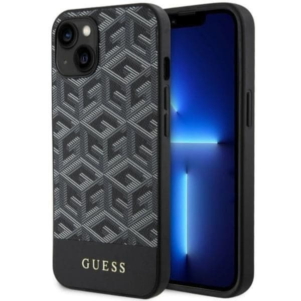 Guess Mobilskal till iPhone 14 Plus MagSafe GCube Stripes - Svart Svart