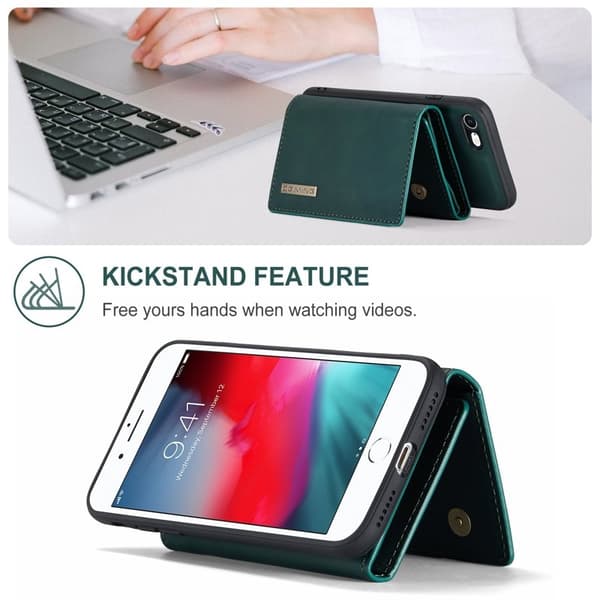 DG.MING M1 Series Plånboksfodral Konstläder för iPhone 7/8/SE 2020/2022 - Grön