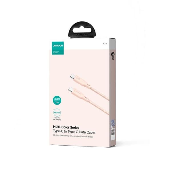 Joyroom USB-C till USB-C kabel 60W 1m Multi-Color - Rosa Rosa