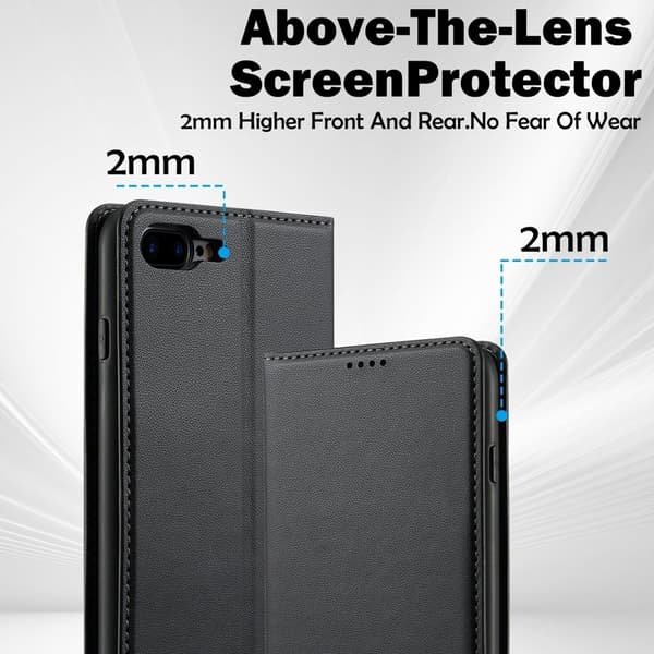 LC.IMEEKE L1 Series iPhone 8 Plus Plånboksfodral Konstläder - Svart