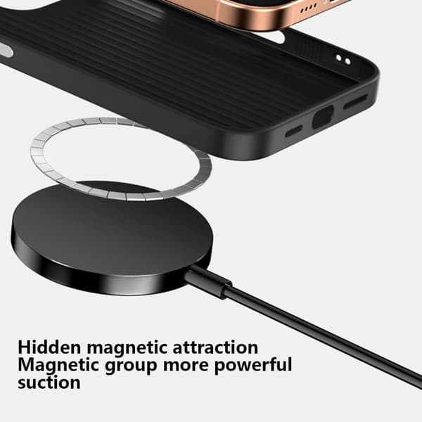 ABEEL Mobilskal till iPhone 16 MagSafe Micro-Prägling TPU Läder Svart
