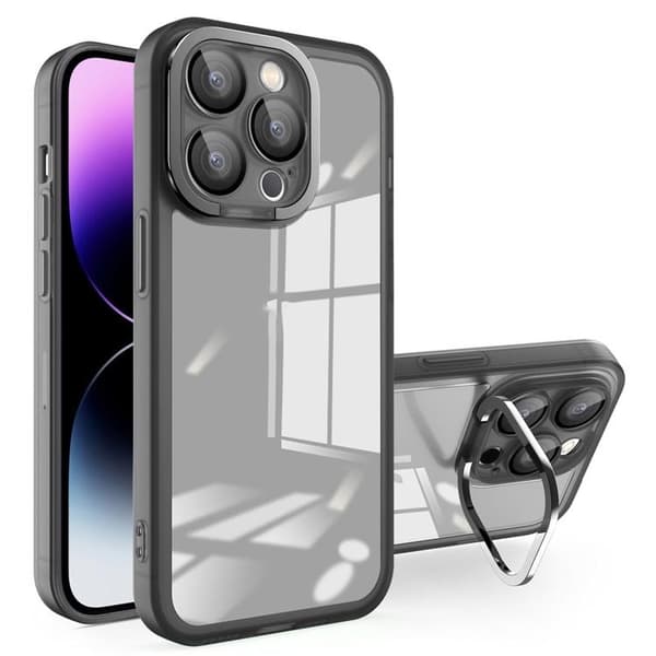 Mobilskal till iPhone 15 Plus Electroplating Kickstand - Svart Svart