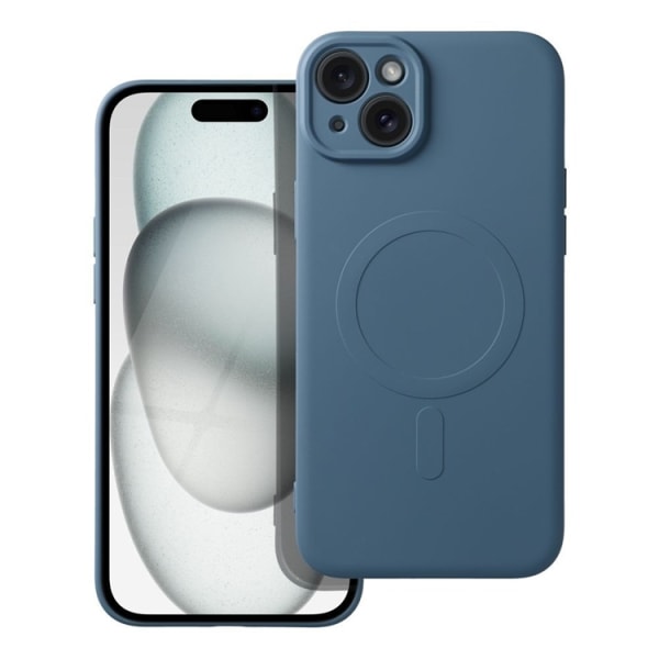 iPhone 15 Plus Mobile Case Magsafe Silikoni - Sininen