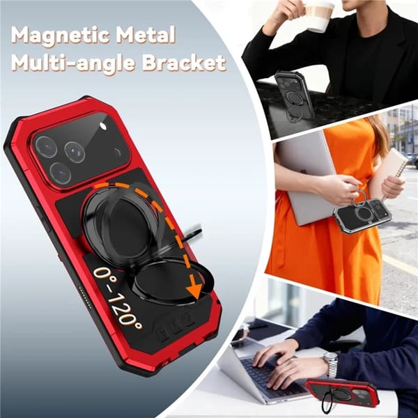 R-JUST Mobilskal till iPhone 17 Pro Max Magsafe Kickstand Röd