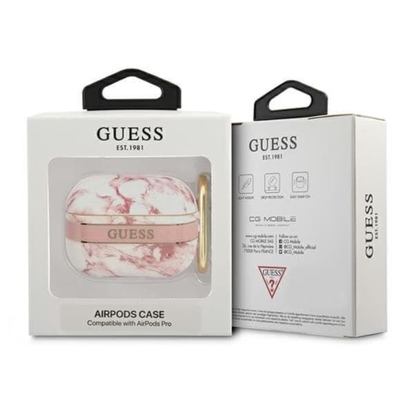 Guess Airpods Pro Skal Marble Strap Collection - Pinkki Rosa