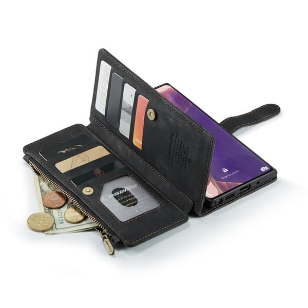 CASEME Konstläder Plånboksfodral för Samsung Galaxy Note20 - Svart