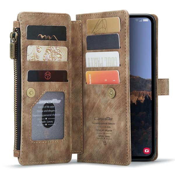 CASEME Galaxy A24 4G Plånboksfodral C30 Zipper - Brun Brun