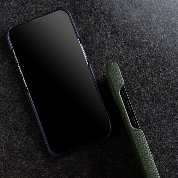 MELKCO Mobilskal för iPhone 15, Äkta läder och PC, Svart