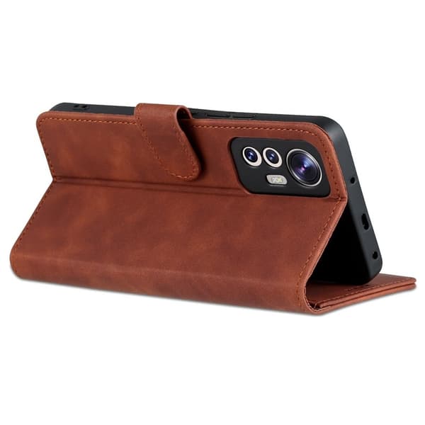 AZNS Xiaomi 12 Lite 5G Plånboksfodral Konstläder - Brun