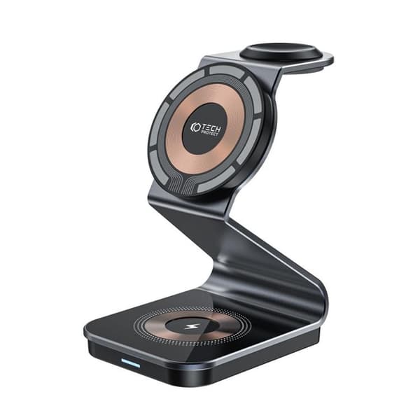 [3in1] Tech-Protect Trådløs oplader iPhone/Apple Watch/AirPods - Svart