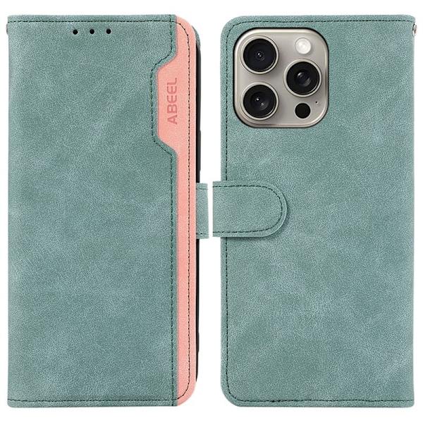 ABEEL iPhone 14 Pro Max Plånboksfodral RFID Blocking Konstläder - Blå