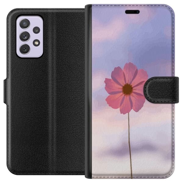 Pung Taske til Samsung Galaxy A52s 5G med lyserød blomst