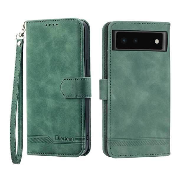 DIERFENG DF-03 Plånboksfodral för Google Pixel 6 - Konstläder - Grön