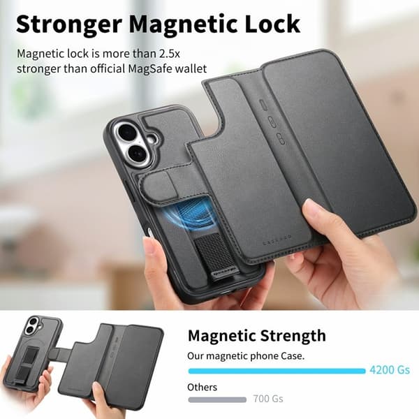 CASENEO iPhone 16 Plus Plånboksfodral Konstläder - Svart