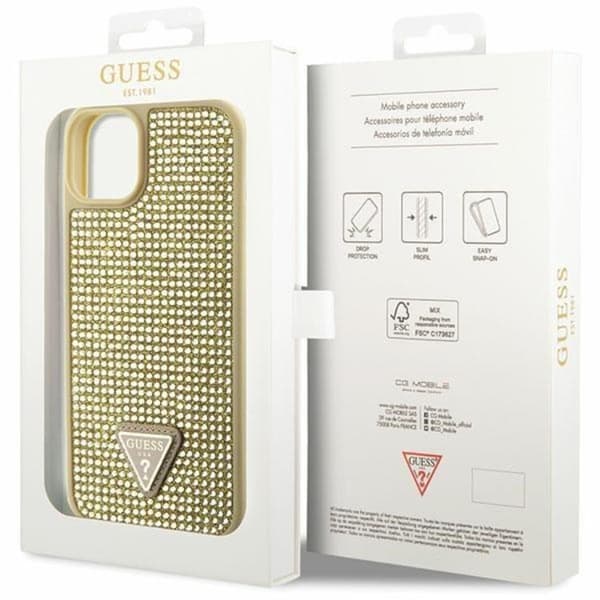 Guess iPhone 14 Mobilskal Rhinestone Triangle - Guld Guld