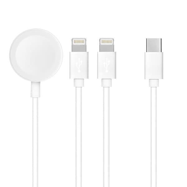 3in1 iPhone Lightning 2stk + Apple Watch 3W til USB-C