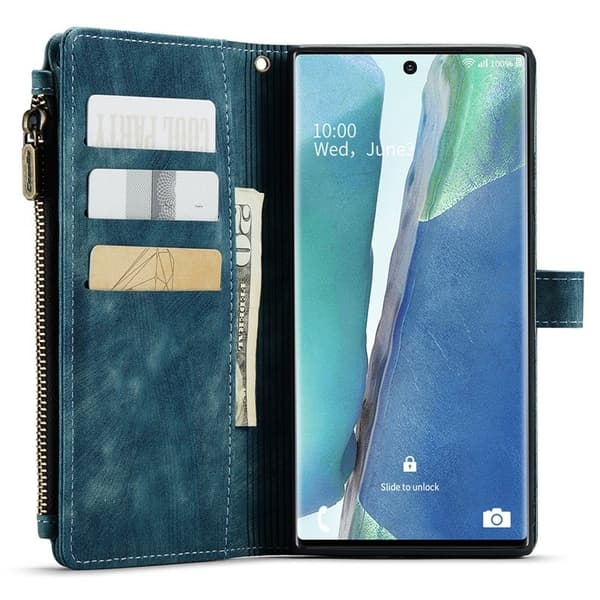 CASEME Konstläder Plånboksfodral för Samsung Galaxy Note20 Ultra - Blå