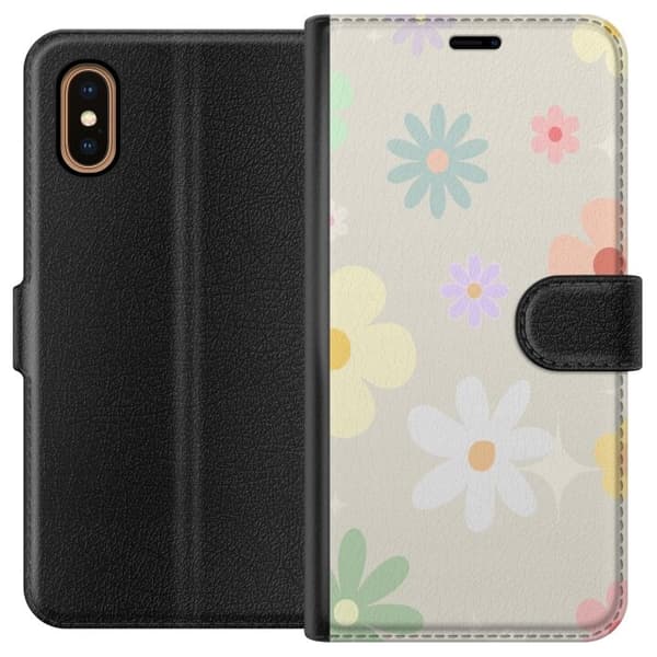 Plånboksfodral till Apple iPhone XS Max med fejdande blommor