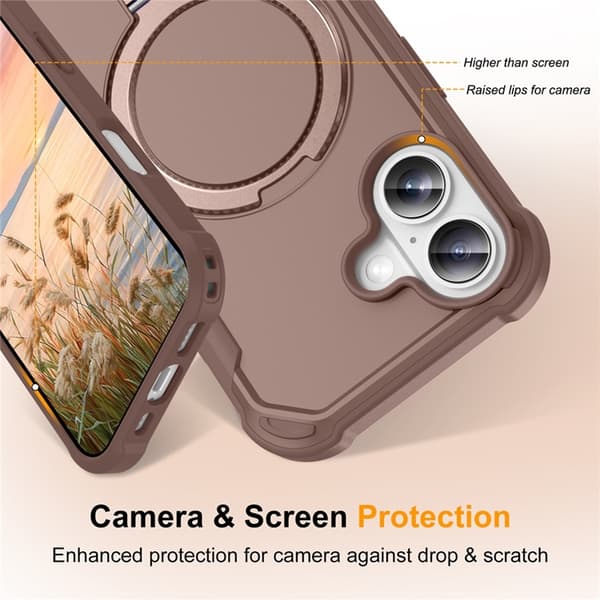 Mobilskal till iPhone 17 MagSafe TPU+PC Kickstand Shockproof - Guld Guld