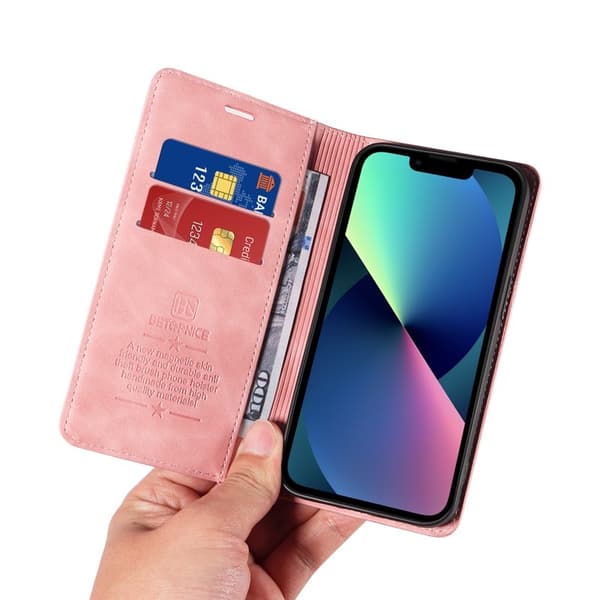 BETOPNICE 003 iPhone 13 mini Plånboksfodral Konstläder - Rosa