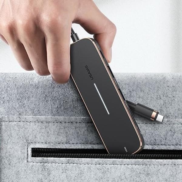 USAMS Adapter Hubb 3xUSB-A USB-C HDMI - Svart Svart