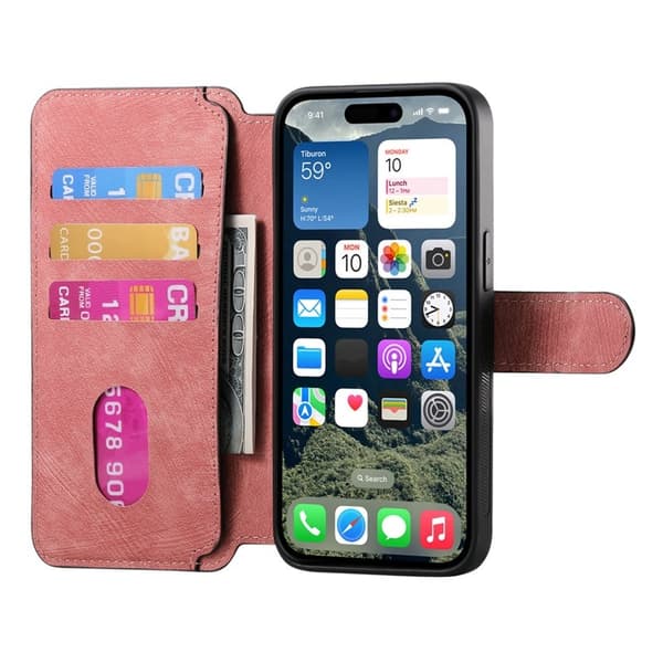 CASENEO iPhone 16 Plånboksfodral Konstläder - Rosa
