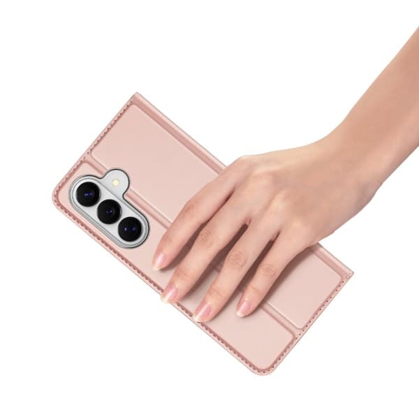 DUX DUCIS Mobilskal till Samsung Galaxy S26 Plus Äkta Läder Ställ- Rosa