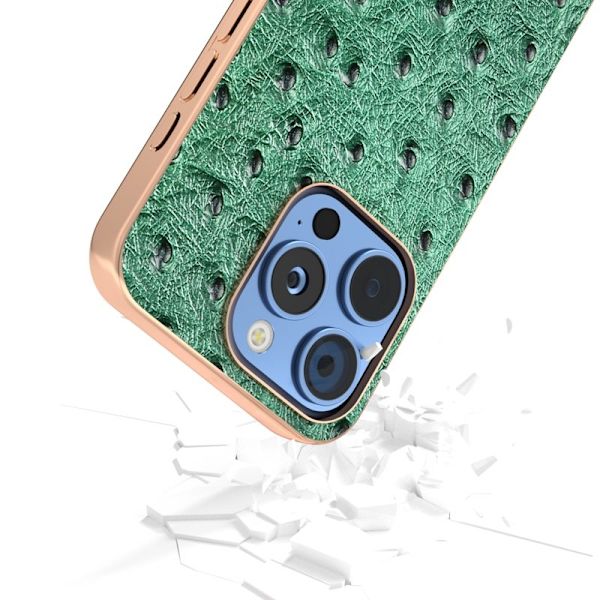 ABEEL Mobilskal till iPhone 16 Pro Max Electroplating Grön Äkta läder