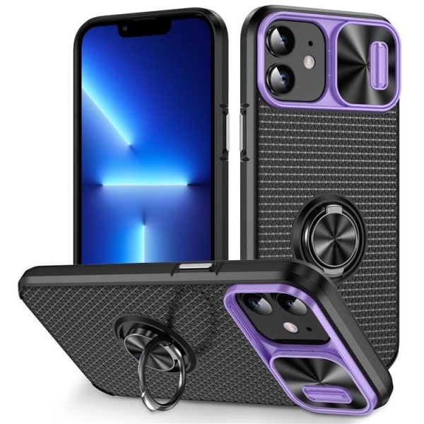 iPhone 11 -puhelinkuori rengaskannattimella ja tuella - violetti