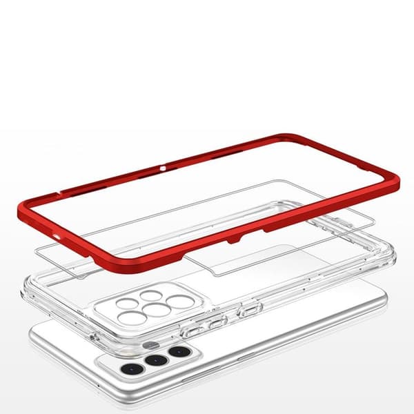 Galaxy A13 5G Skal Clear 3in1 Frame Gel - Röd Röd