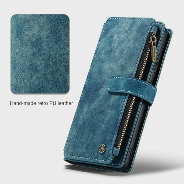 CASEME Konstläder Plånboksfodral för Samsung Galaxy S21 4G/5G Blå