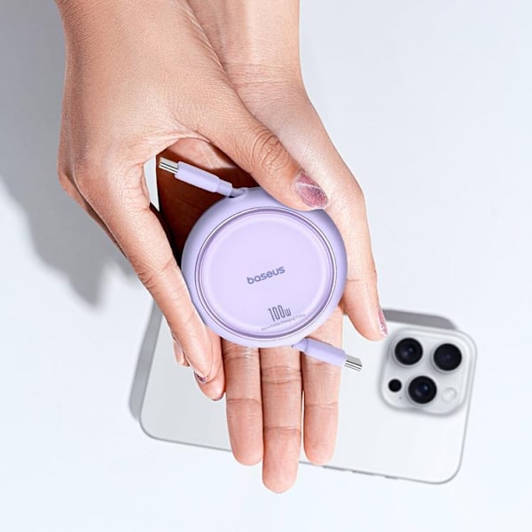 Baseus Retractable Free2Draw Mini USB-C - USB-C 100W 1m - Lila