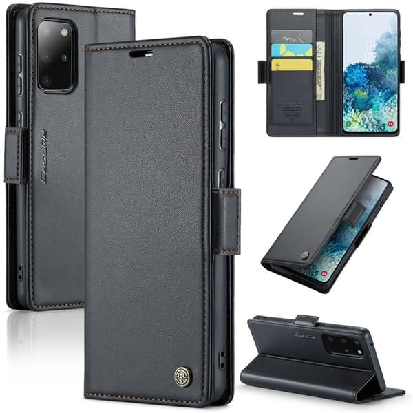CASEME Plånboksfodral Konstläder för Samsung Galaxy S20 Plus 5G - Svart