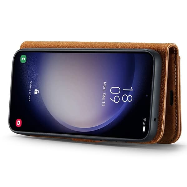 DG.MING Samsung Galaxy S23 FE Plånboksfodral i Äkta läder - Brun
