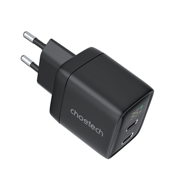 Choetech USB-C USB-C Väggladdare PD 35W GaN - Svart Svart