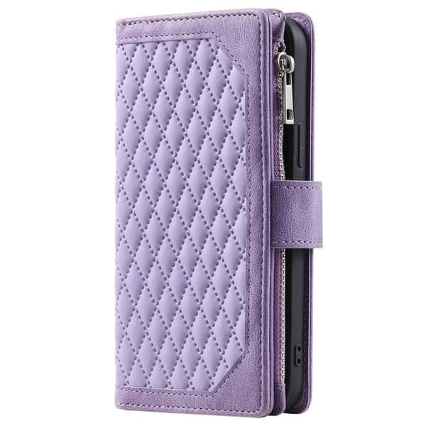 iPhone 14 Plus Plånboksfodral Rhombus - Lila Lila