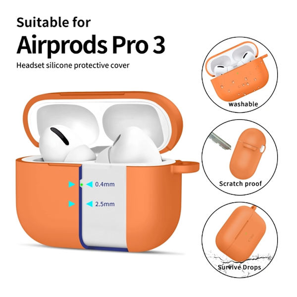 Tech-Protect Apple Airpods Pro 3 Skal Silikon Hook - Cosmic Orange Orange