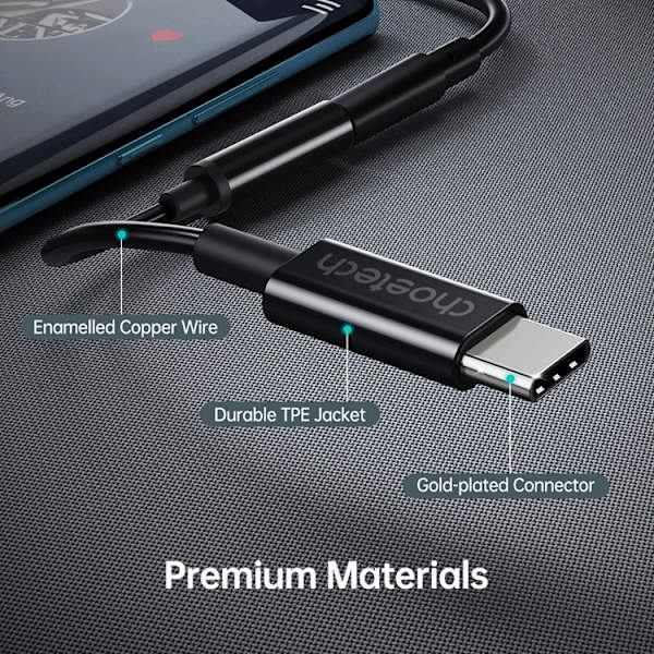 Choetech USB-C till Ljudadapter DC 3.5 mm - Svart Svart