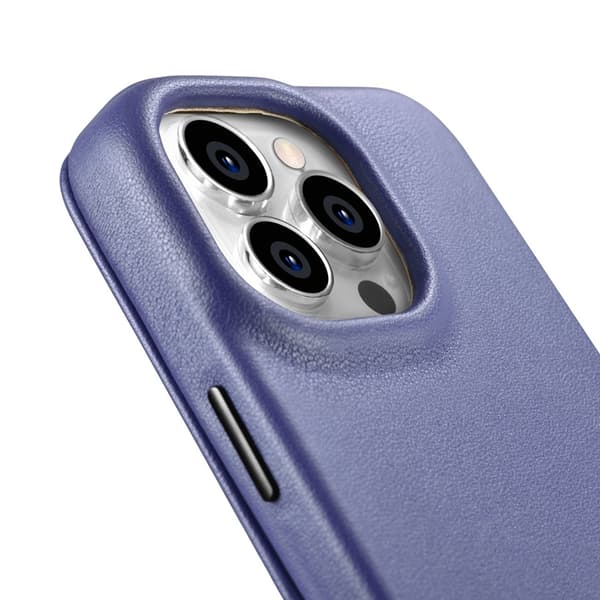 iCarer iPhone 14 Pro Max Plånboksfodral MagSafe CE Äkta Läder Lila