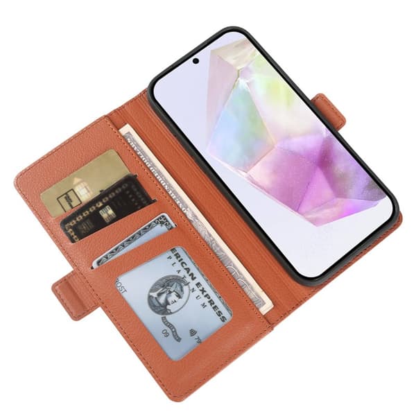 Plånboksfodral för Samsung Galaxy S26 Plus Magnetiskt Konstläder - Brun