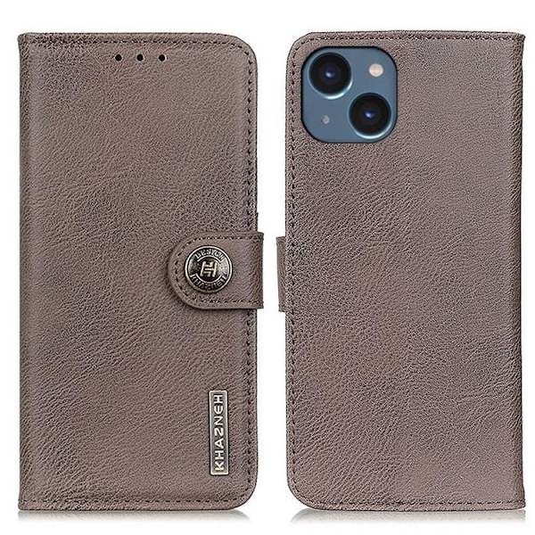 KHAZNEH iPhone 14 Plus Plånboksfodral Retro - Grå Grå