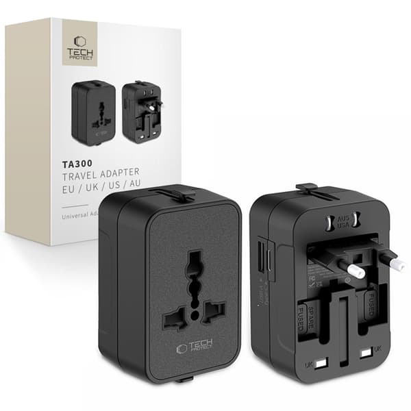 Tech-Protect Reseadapter EU/UK/US/AU TA300 - Svart Svart