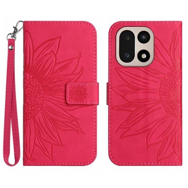 OnePlus 15 Plånboksfodral Sunflower Imprint Konstläder Rosa