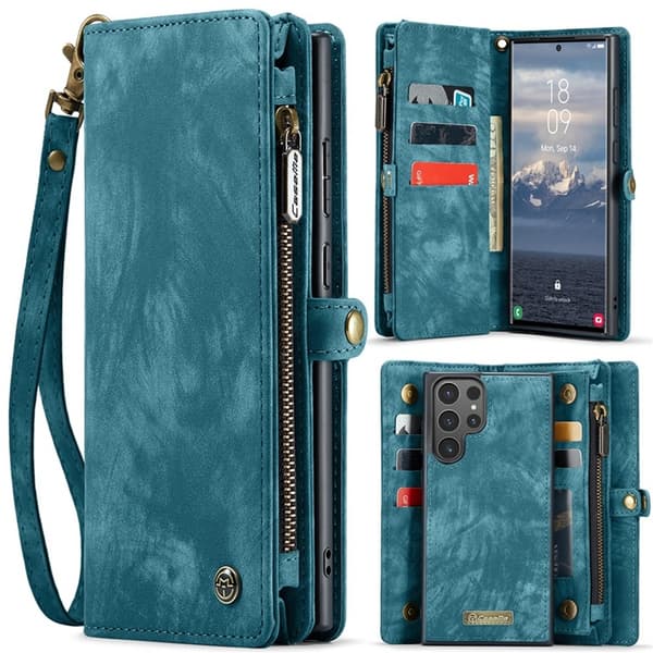 CASEME Galaxy S25 Ultra Plånboksfodral Med Rem - Blå Blå