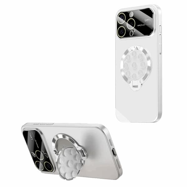 Mobilskal till iPhone 15 Pro Max Magsafe Sugkopphållare Kickstand - Vit Vit