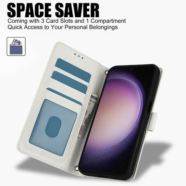 Plånboksfodral för Samsung Galaxy S26 Plus Konstläder Ställ - Vit